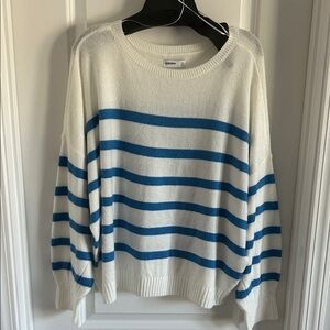 Sonoma Cream Sweater with Blue Stripes
